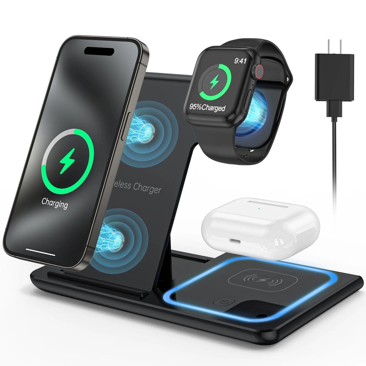 3 in 1 wireless charger with light