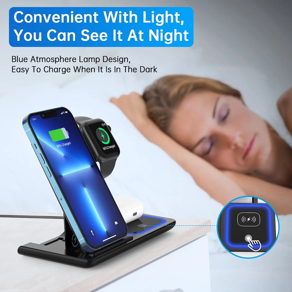 3 in 1 wireless charger with light